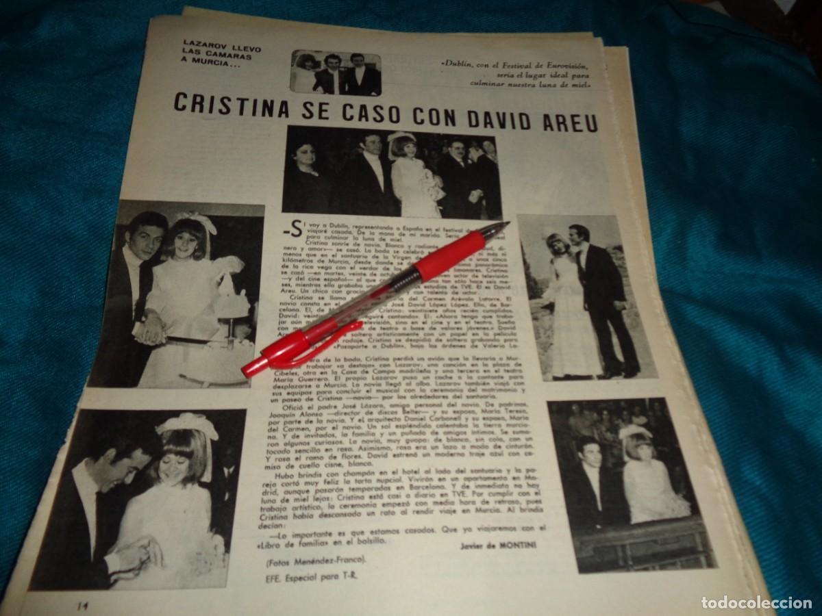 Sammeln von Zeitschriften und Zeitungen: RECORTE : BODA DE LA CANTANTE CRISTINA, CON DAVID AREU. TELERADIO, OCTUBRE 1970 (#)