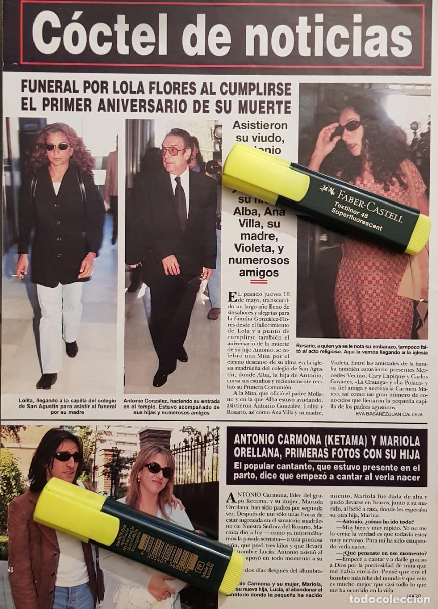 Coleccionismo de Revistas y Peri&oacute;dicos: Reportaje Lolita Flores / Rosario Flores / Antonio Carmona 30.05.96