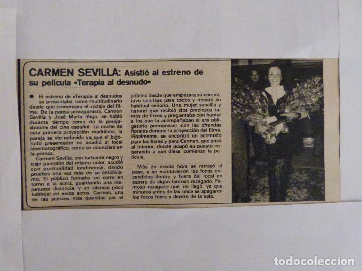 Coleccionismo de Revistas y Peri&oacute;dicos: RECORTE CLIPPING DE CARMEN SEVILLA REVISTA SEMANA N&ordm; 1891 PAG 91