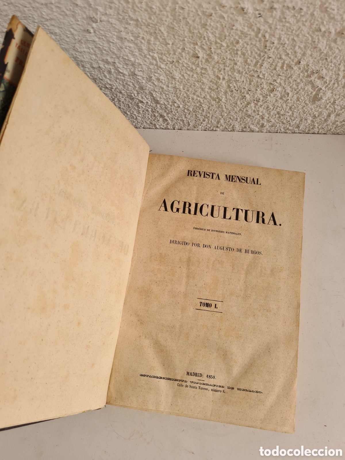 Coleccionismo de revistas y peri&oacute;dicos: Antigua Revista Mensual de Agricultura Peri&oacute;dico Intereses Materiales 1850 Tomo 1 Augusto de Burgos