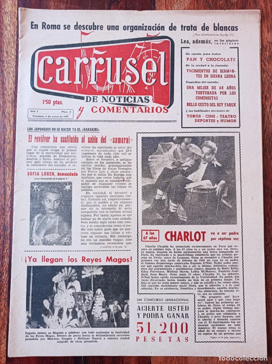 Coleccionismo de revistas y peri&oacute;dicos: PERI&Oacute;DICO CARRUSEL DE NOTICIAS Y COMENTARIOS N&ordm; 2 A&Ntilde;O 1957 VALENCIA