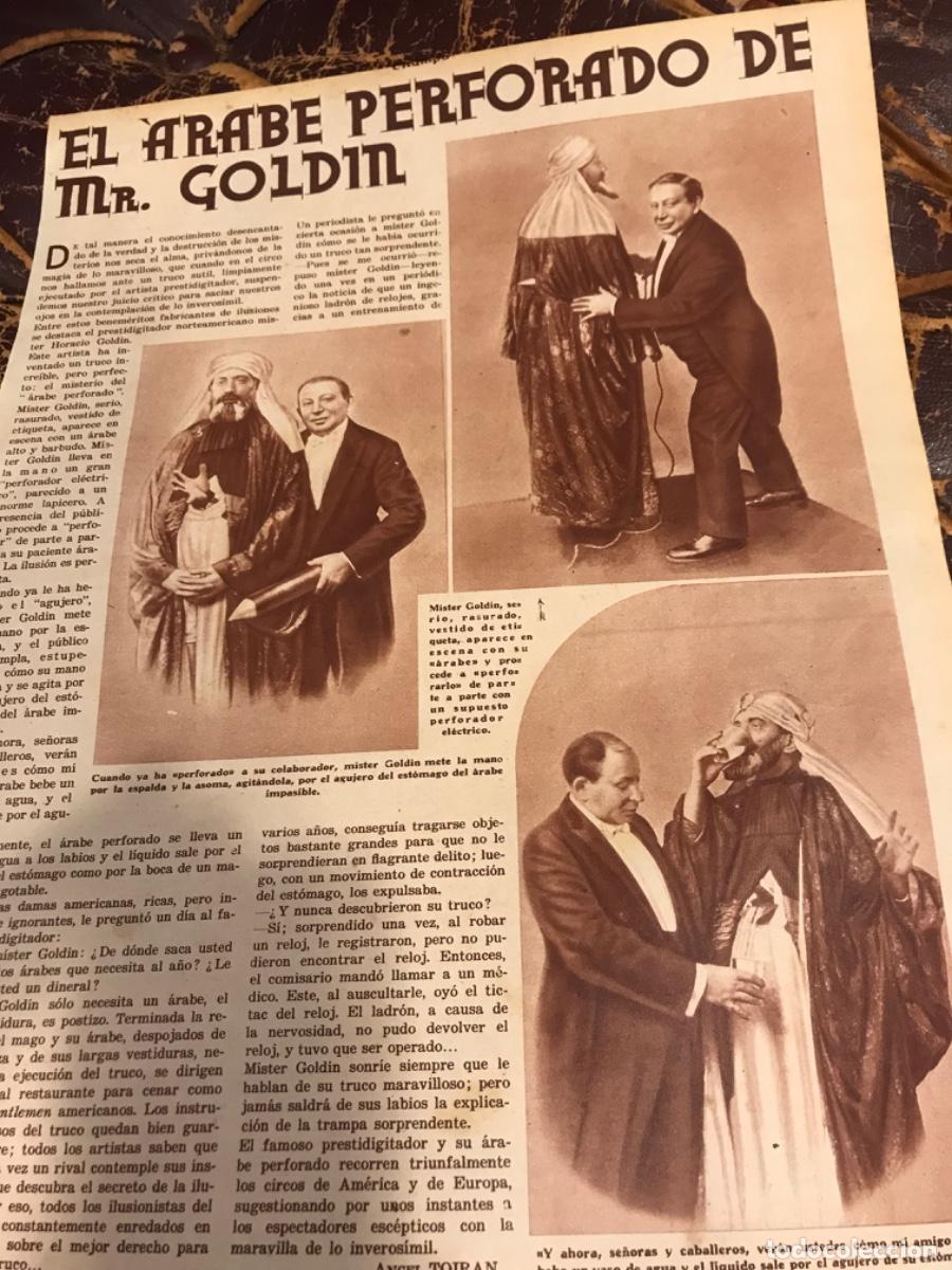 Coleccionismo de Revistas y Peri&oacute;dicos: REVISTA ESTAMPA. 1934. (1 HOJA) EL &Aacute;RABE PERFORADO DE Mr. HORACIO GOLDIN. PRESTIDIGITADOR