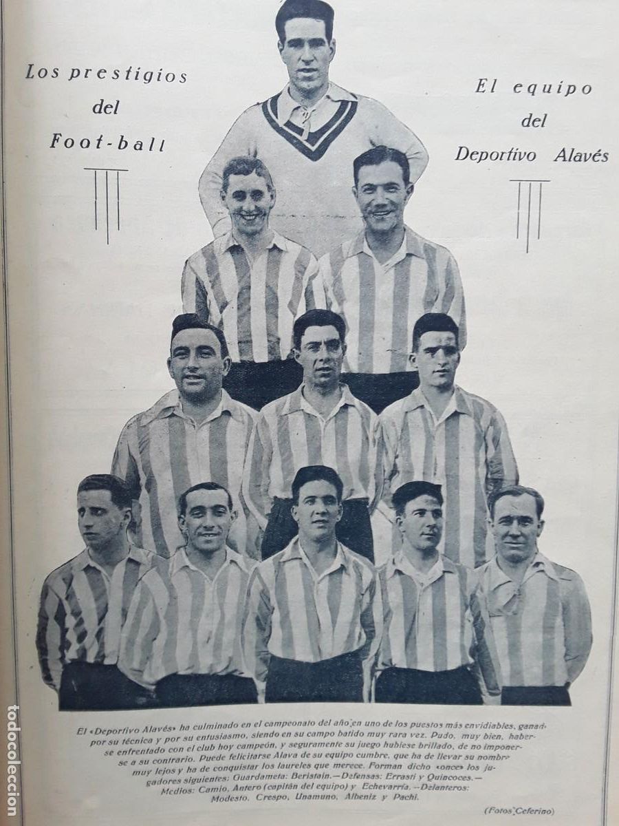 Collezionismo di Riviste e Giornali: EL EQUIPO DEL DEPORTIVO ALAVES DE FUTBOL ALINEACION EQUIPO JUGADORES HOJA A&Ntilde;O 1928