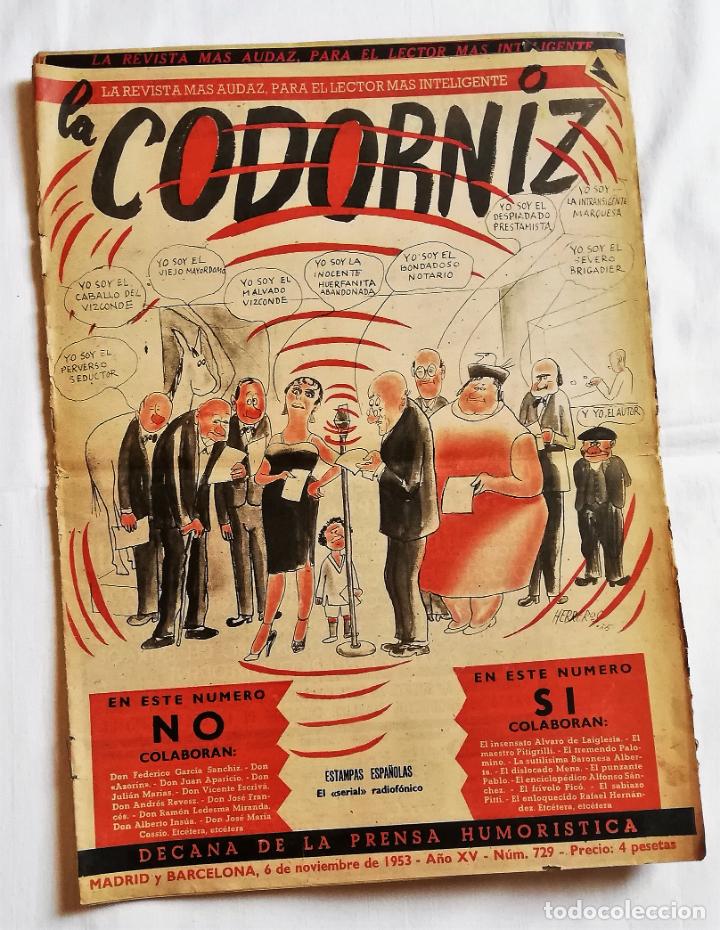 Coleccionismo de Revistas y Peri&oacute;dicos: ANTIGUA REVISTA LA CODORNIZ N&ordm; 729. 6 NOVIEMBRE 1953 . EL SERIAL RADIOF&Oacute;NICO ESTAMPAS ESPA&Ntilde;OLAS