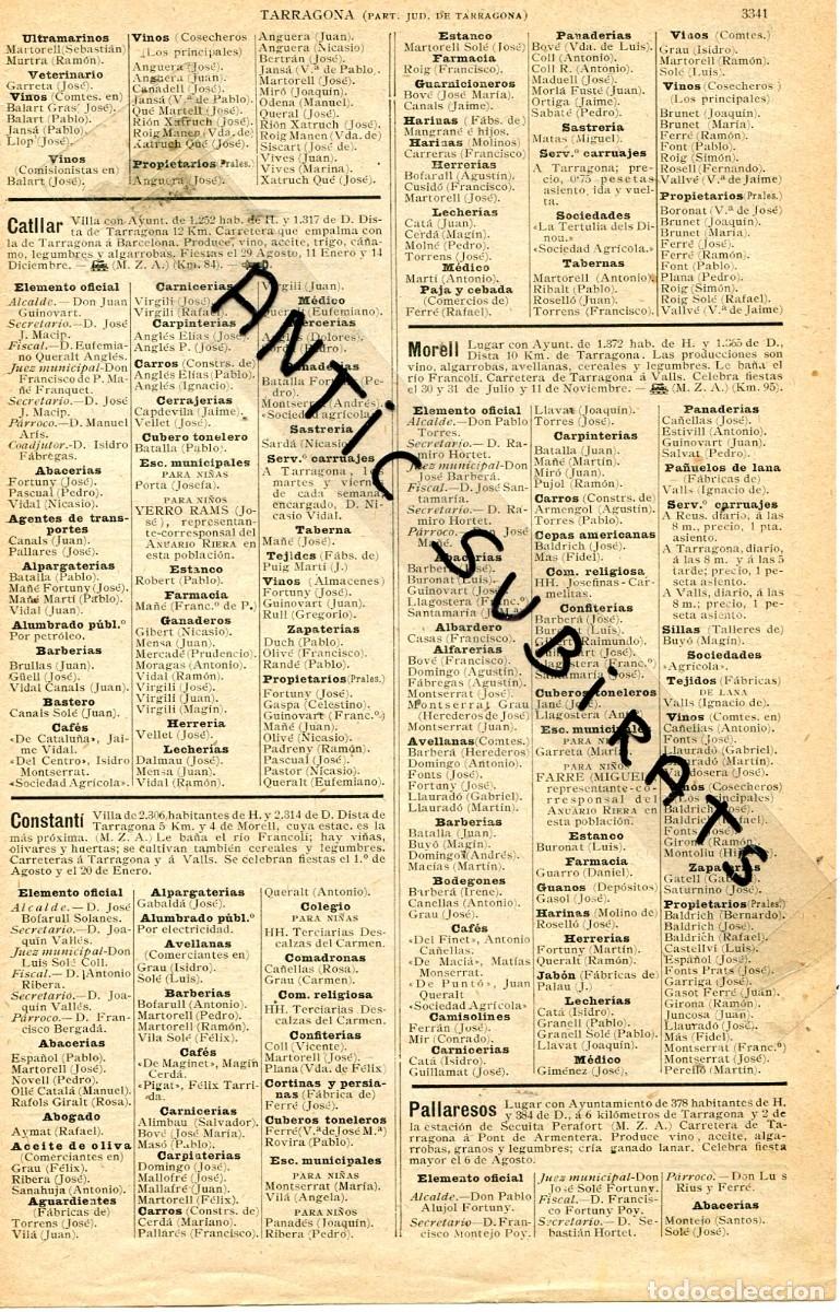 Coleccionismo de revistas y peri&oacute;dicos: RECORTE PRENSA A&Ntilde;O 1905 EL CATLLAR CONSTANTI MORELL PALLARESOS PERAFORT POBLA MAFUMET RENAU SECUITA