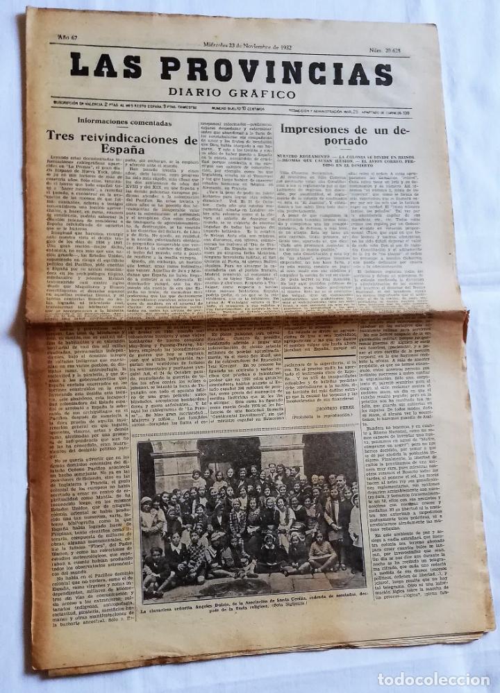 Coleccionismo de revistas y peri&oacute;dicos: ANTIGUO PERI&Oacute;DICO / OLD NEWSPAPER: LAS PROVINCIAS DIARIO GR&Aacute;FICO 23 NOVIEMBRE 1931 N&ordm;20.628