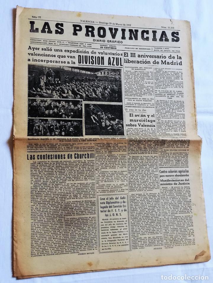 Coleccionismo de revistas y peri&oacute;dicos: ANTIGUO PERI&Oacute;DICO / OLD NEWSPAPER: LAS PROVINCIAS DIARIO GR&Aacute;FICO 29 MARZO 1942