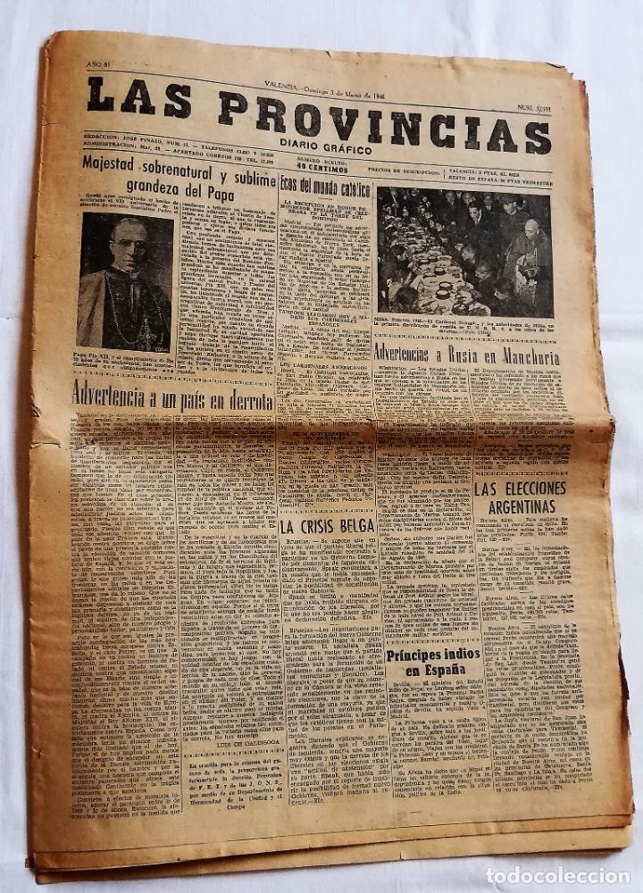 Coleccionismo de revistas y peri&oacute;dicos: ANTIGUO PERI&Oacute;DICO / OLD NEWSPAPER: LAS PROVINCIAS DIARIO GR&Aacute;FICO 3 MARZO 1946