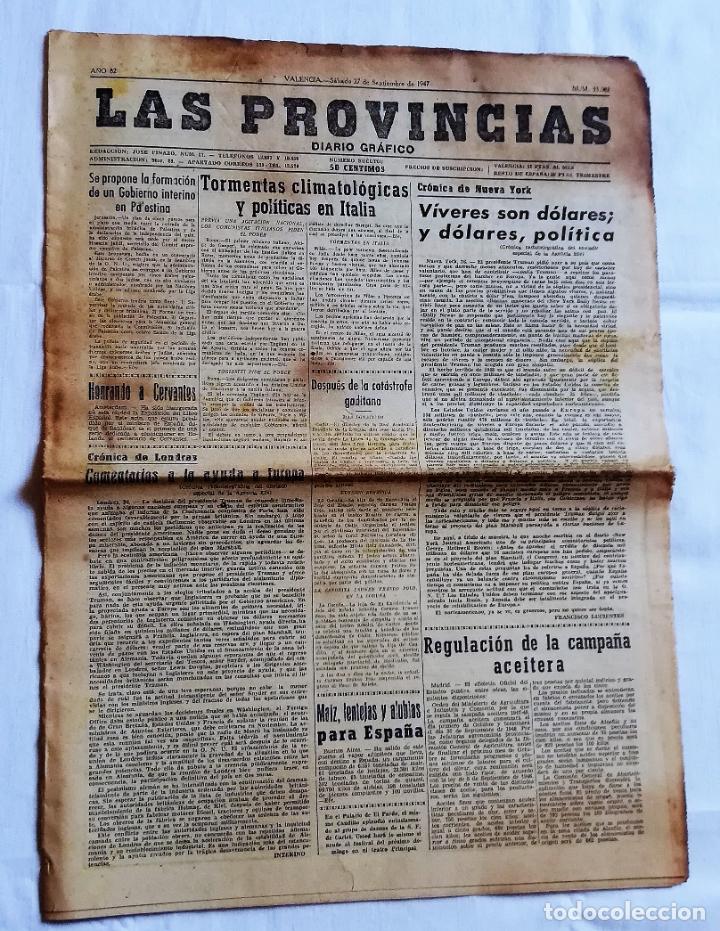 Coleccionismo de revistas y peri&oacute;dicos: ANTIGUO PERI&Oacute;DICO / OLD NEWSPAPER: LAS PROVINCIAS DIARIO GR&Aacute;FICO 27 SEPTIEMBRE 1947