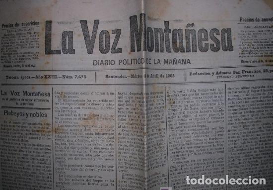 Coleccionismo de Revistas y Peri&oacute;dicos: La Voz Monta&ntilde;esa. 1895. SANTANDER, IR&Uacute;N, SAN SEBASTIAN, VALDEPRADO, CRIMEN SANTO&Ntilde;A, REINOSA