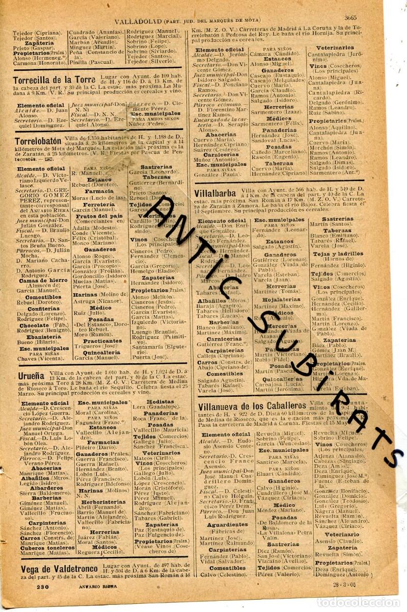 Coleccionismo de revistas y peri&oacute;dicos: RECORTE DE PRENSA A&Ntilde;O 1905 TORRECILLA DE LA TORRE TORRELOBATON URUE&Ntilde;A VILLALBARBA VILLANUEVA
