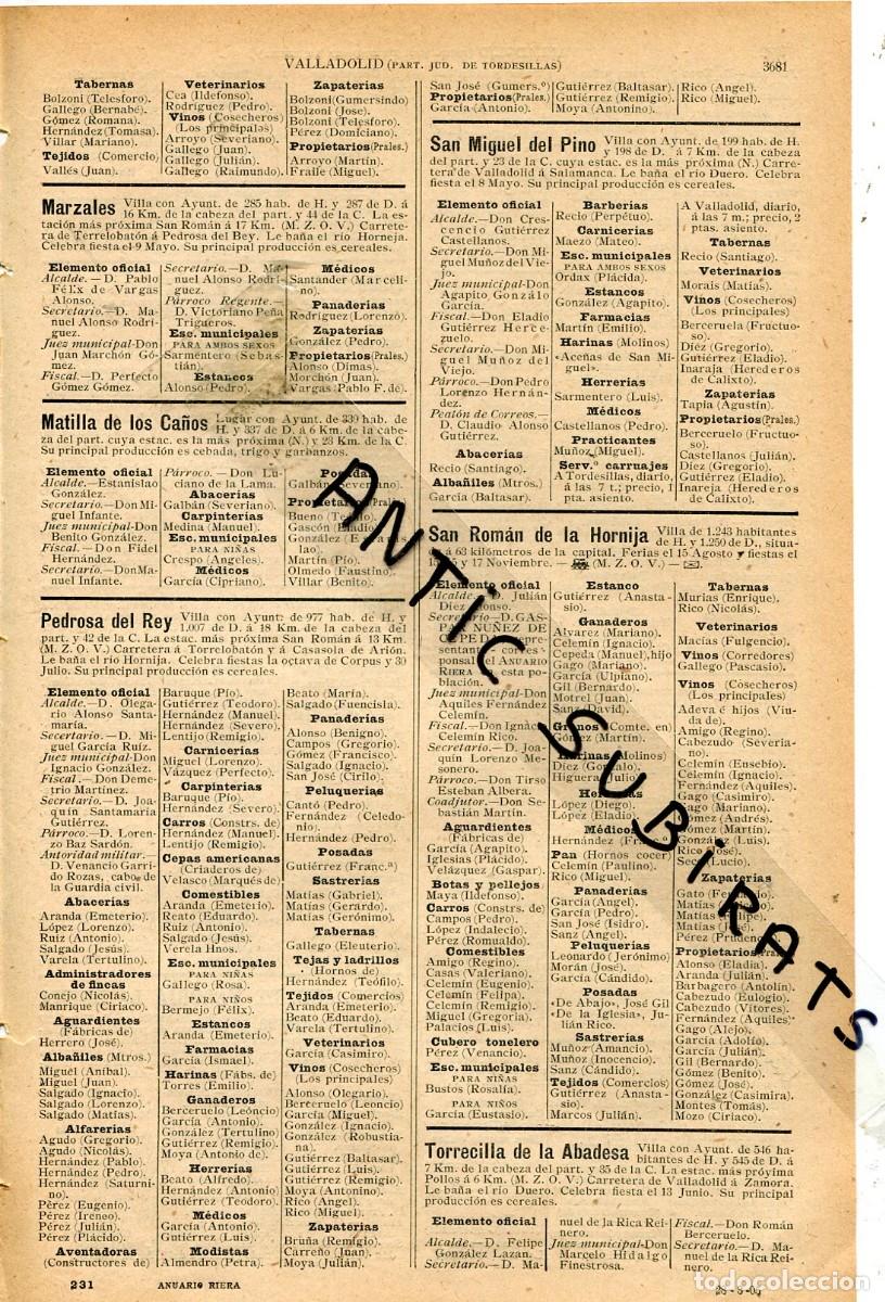 Coleccionismo de revistas y peri&oacute;dicos: RECORTE DE PRENSA A&Ntilde;O 1905 MARZALES MATILLA DE LOS CA&Ntilde;OS PEDROSA DEL REY SAN MIGUEL DEL PINO HORNIJA