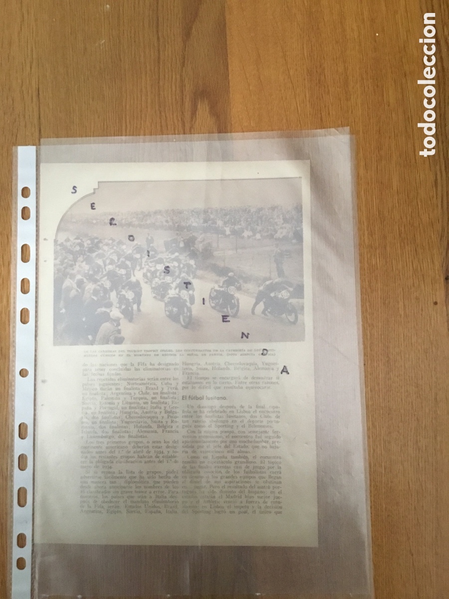 Collectionnisme de Revues et Journaux: - MOTOS - Carreras del Touri&ntilde;o Trophy ingl&eacute;s de 500cc. 1933