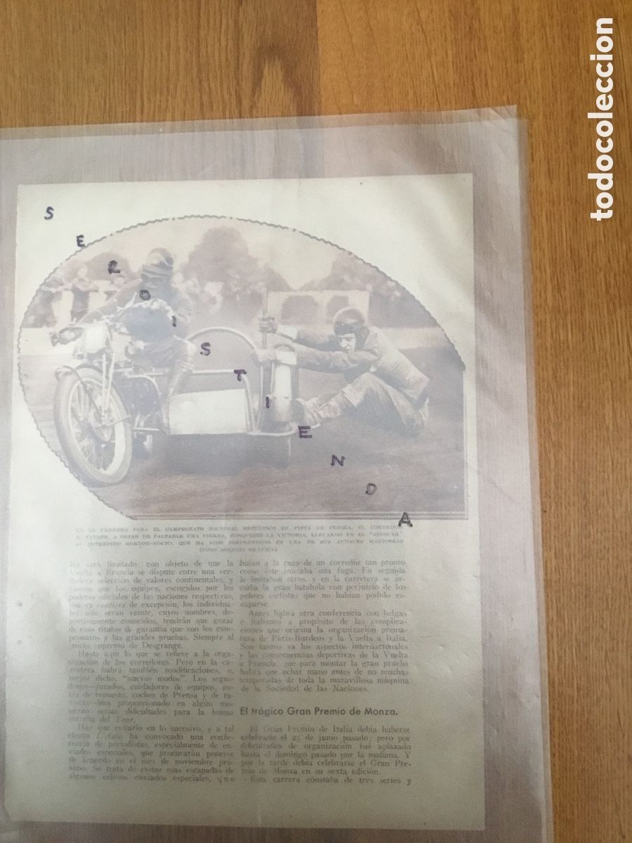 Collectionnisme de Revues et Journaux: - MOTOS - Campeonato brit&aacute;nica de sidecars. Victoria de R. Taylor. 1933