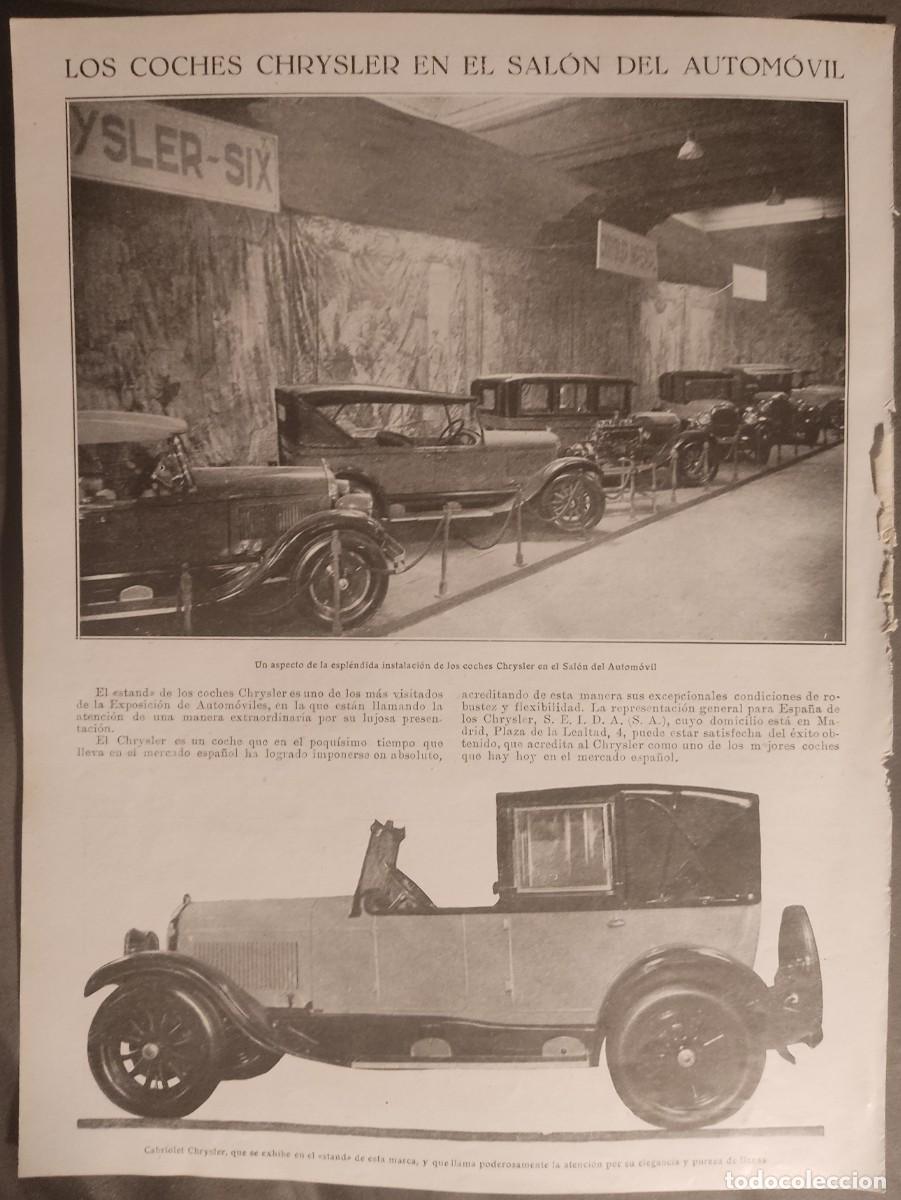 Coleccionismo de Revistas y Peri&oacute;dicos: Hoja revista nuevo mundo,1926,coches Chrysler, Fiat, el sal&oacute;n del autom&oacute;vil