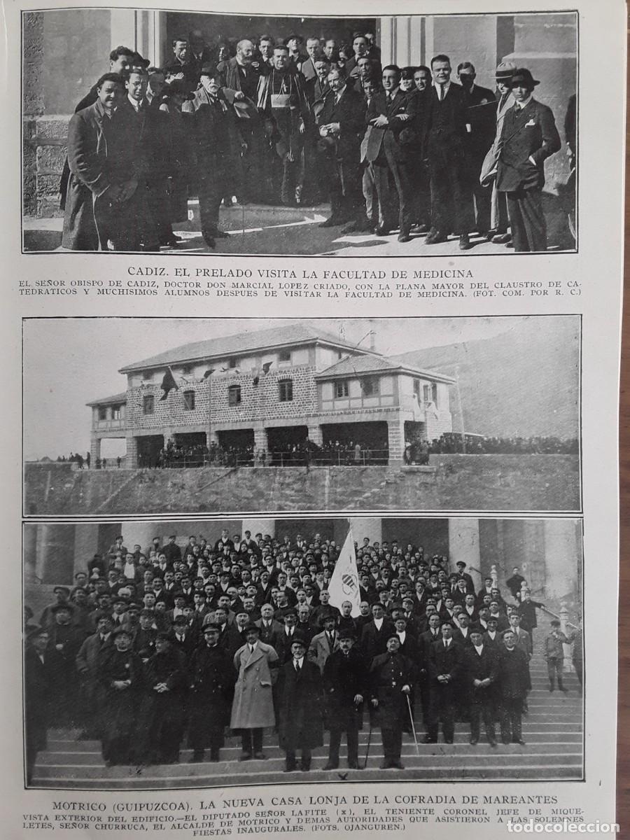 Collezionismo di Riviste e Giornali: MOTRICO CASA LONJA COFRADIA MAREANTES / CADIZ FACULTAD MEDICINA OBISPO MARCIAL LOPEZ HOJA A&Ntilde;O 1924