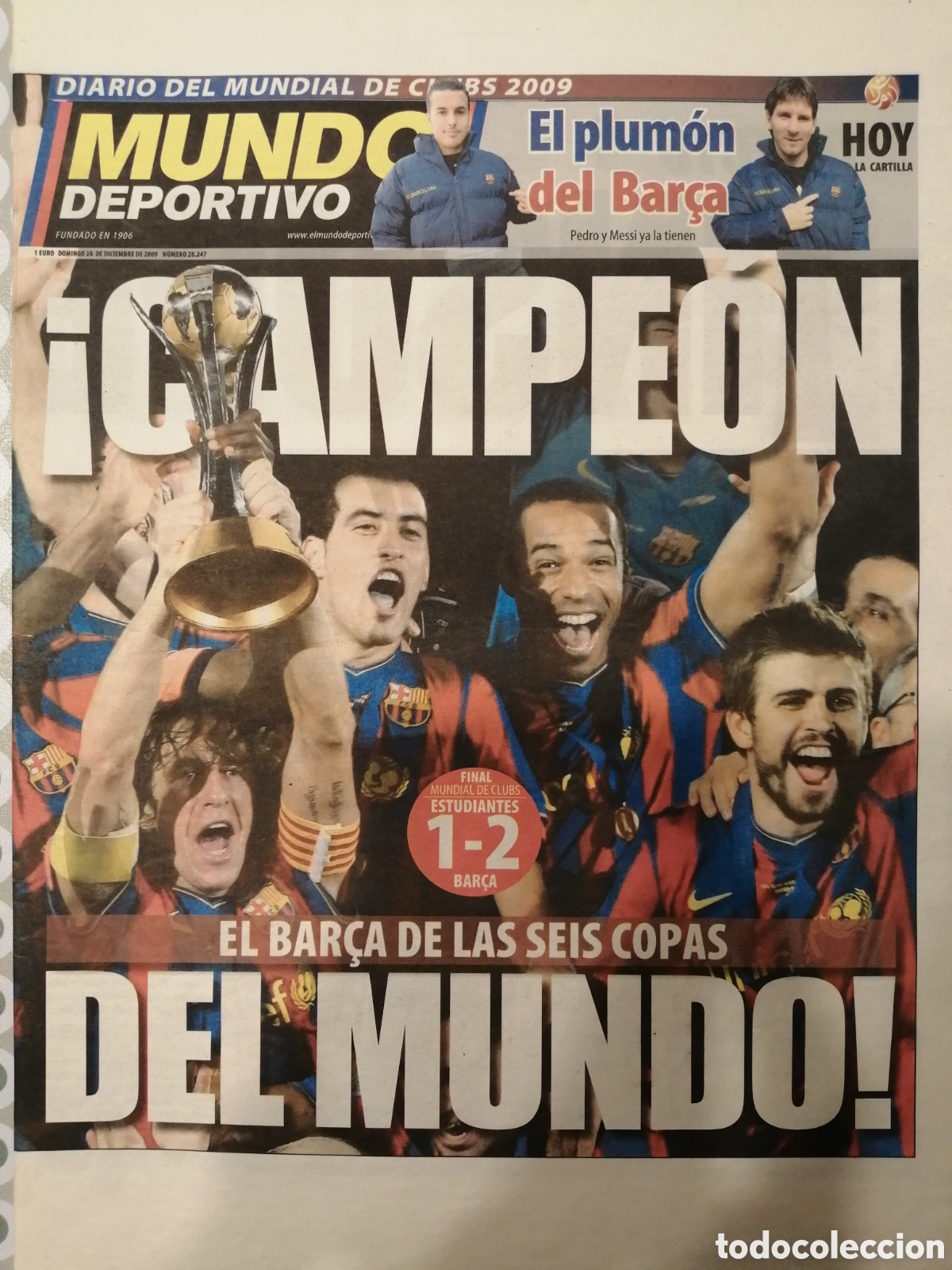 Collectionnisme de Revues et Journaux: BAR&Ccedil;A F. C. BARCELONA MUNDO DEPORTIVO CAMPE&Oacute;N MUNDIAL DE CLUBS SEXTETE 2009