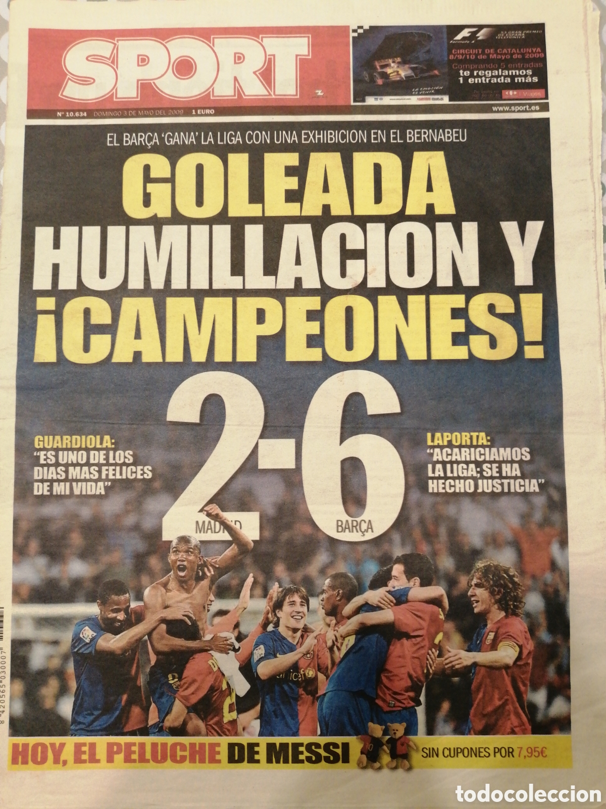 Collectionnisme de Revues et Journaux: BAR&Ccedil;A F. C. BARCELONA SPORT 2009 MADRID 2 - BAR&Ccedil;A 6