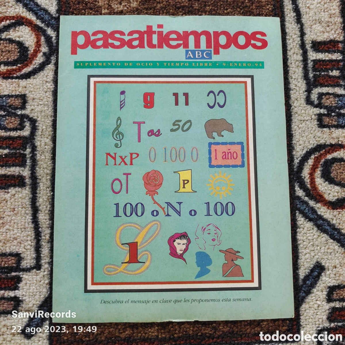 Coleccionismo de Revistas y Peri&oacute;dicos: PASATIEMPOS ABC, SUPLEMENTO DE OCIO Y TIEMPO LIBRE (9 ENERO 94)