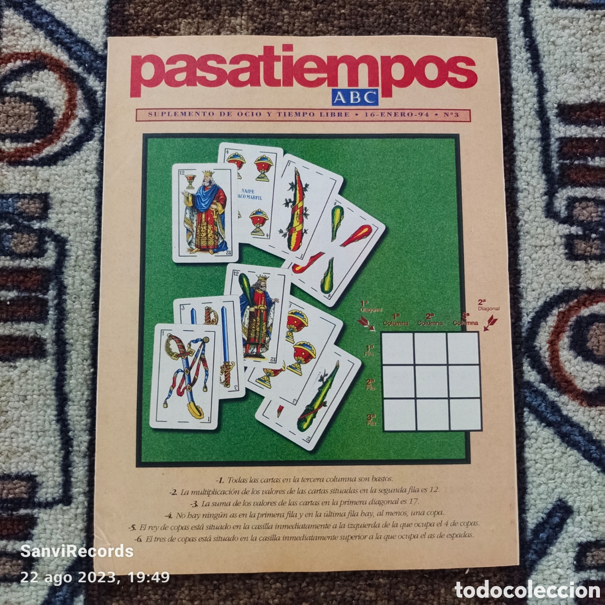 Coleccionismo de Revistas y Peri&oacute;dicos: PASATIEMPOS ABC, SUPLEMENTO DE OCIO Y TIEMPO LIBRE N&deg; 3 (16 ENERO 94)