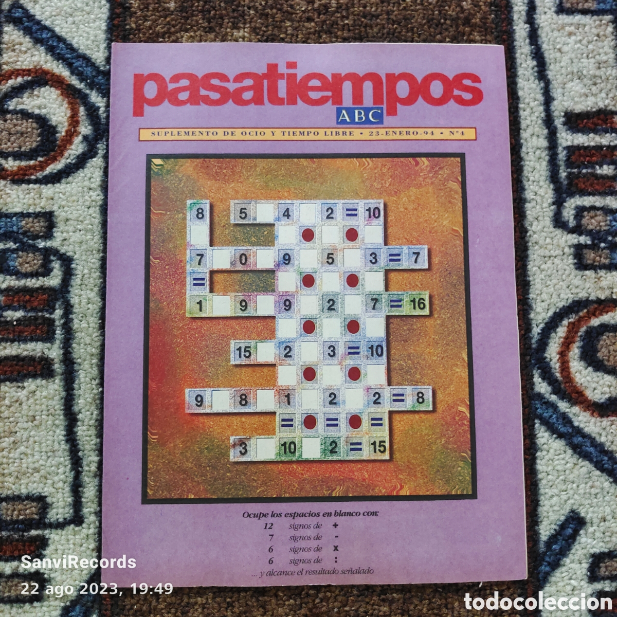 Coleccionismo de Revistas y Peri&oacute;dicos: PASATIEMPOS ABC, SUPLEMENTO DE OCIO Y TIEMPO LIBRE N&deg; 4 (23 ENERO 94)
