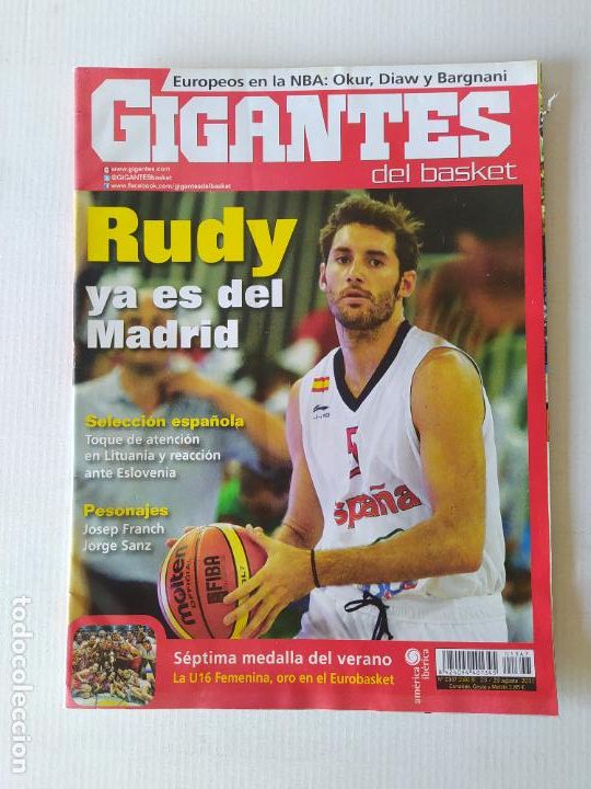 Coleccionismo de Revistas y Peri&oacute;dicos: REVISTA GIGANTES DEL BASKET. N&ordm; 1347. 29 AGOSTO 2011. RUDY YA ES DEL MADRID. TDKC61B