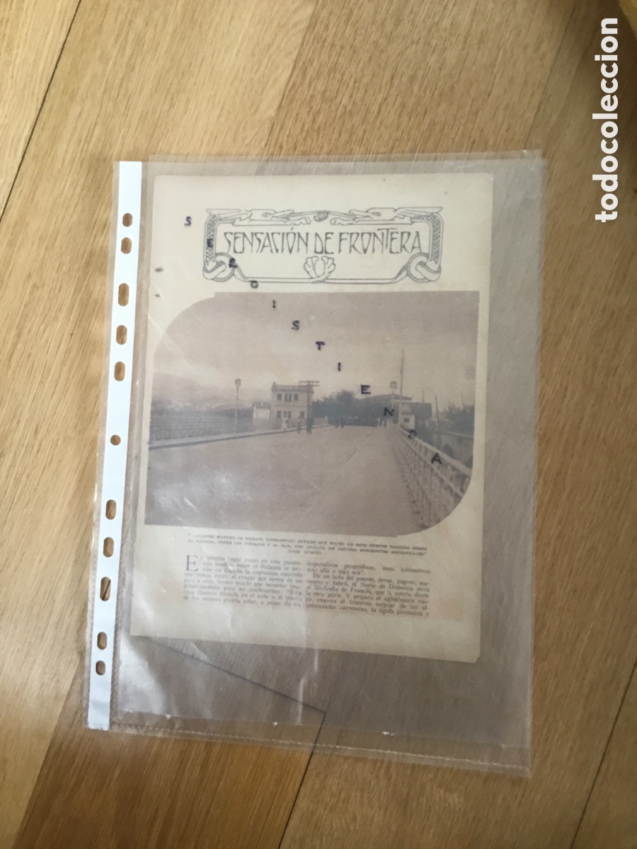 Coleccionismo de Revistas y Peri&oacute;dicos: EUSKADI - BIDASOA - Articulo titulado &ldquo;Sensaci&oacute;n de frontera&rdquo; escrito por A. Hern&aacute;ndez-Cat&aacute;. 1933
