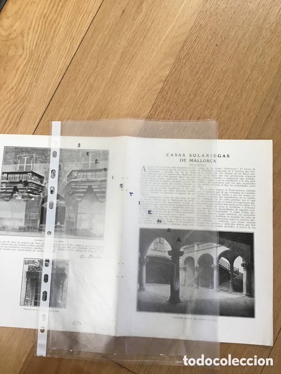 Collectionnisme de Revues et Journaux: BALEARES - CASAS SOLARIEGAS DE MALLORCA por A. Bonilla (8 fotos) - 1920