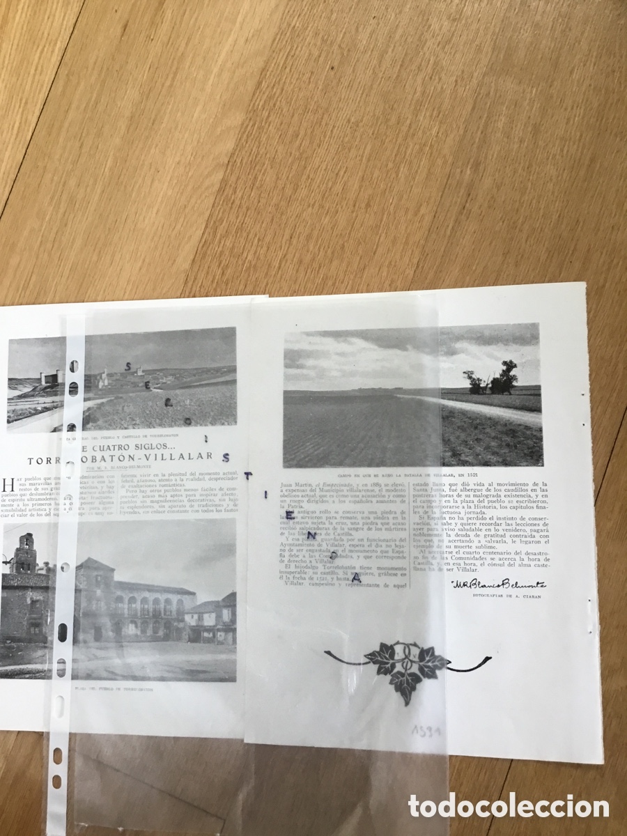 Collectionnisme de Revues et Journaux: VALLADOLID - TORRELOBATON-VILLALAR por M. R. Blanco-Belmonte (6 fotos) 1920