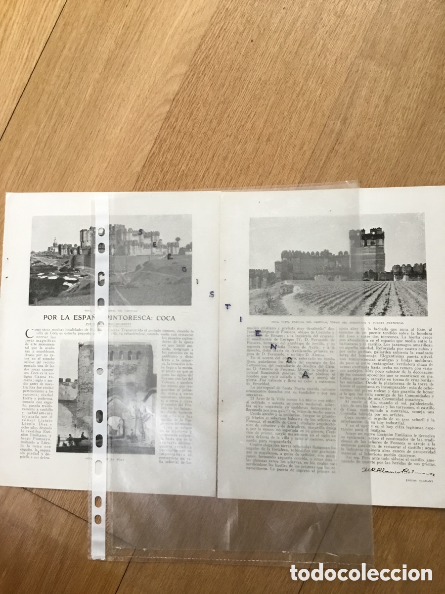 Collectionnisme de Revues et Journaux: SEGOVIA - POR LA ESPA&Ntilde;A PINTORESCA: COCA por M.R. Blanco-Belmonte 1920
