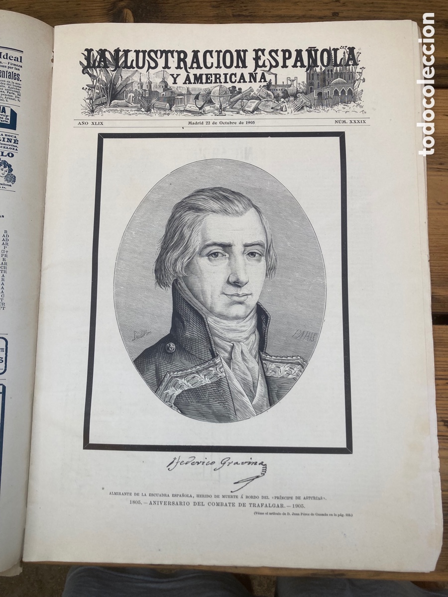 Coleccionismo de Revistas y Peri&oacute;dicos: 1905. Centenario Trafalgar. Gravina. Exposici&oacute;n agr&iacute;cola en Granada