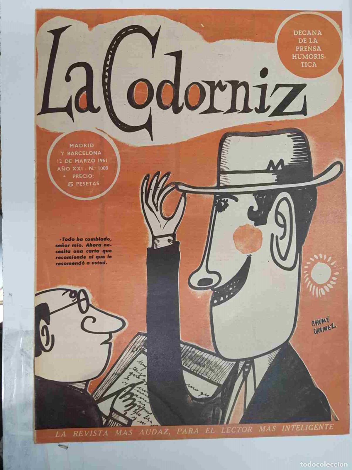 Coleccionismo de Revistas y Peri&oacute;dicos: Revista la Codorniz: num 1008, A&ntilde;o XXI, 12 de marzo de 1961