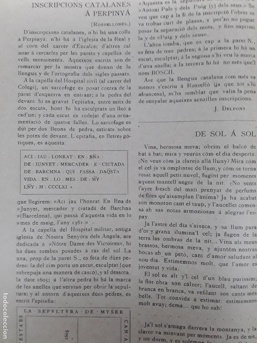 Colecionismo de Revistas e Jornais: INSCRIPCIONS CATALANES A PERPINYA CASTELLANADES CATALANISME REVISTA A&Ntilde;O 1901
