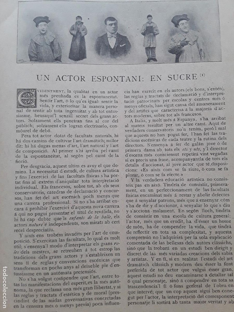 Colecionismo de Revistas e Jornais: UN ACTOR ESPONTASNI - EN SUCRE - TEATRE REVISTA ANY 1902