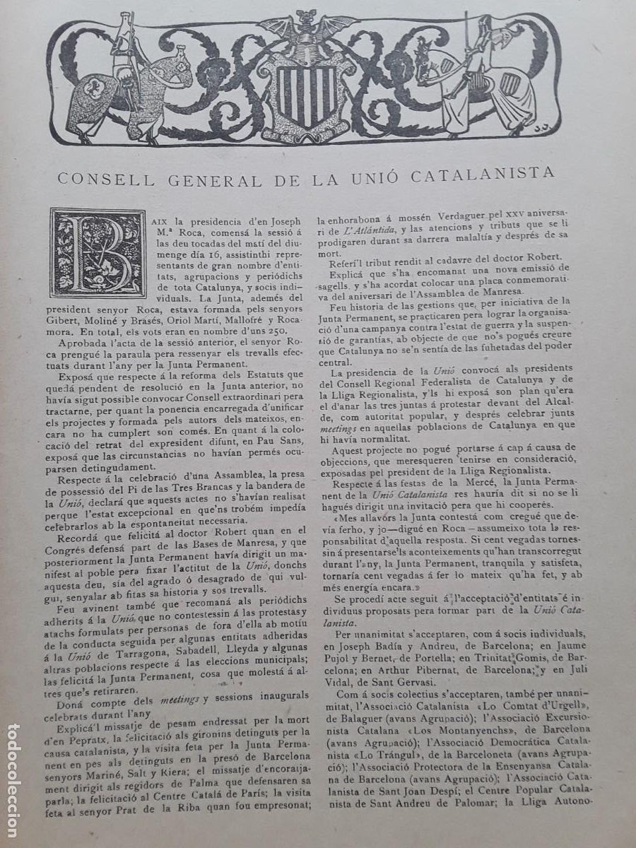 Collection Magazines and Newspapers: CONSELL GENERAL DE LA UNIO CATALANISTA REVISTA ANY 1902