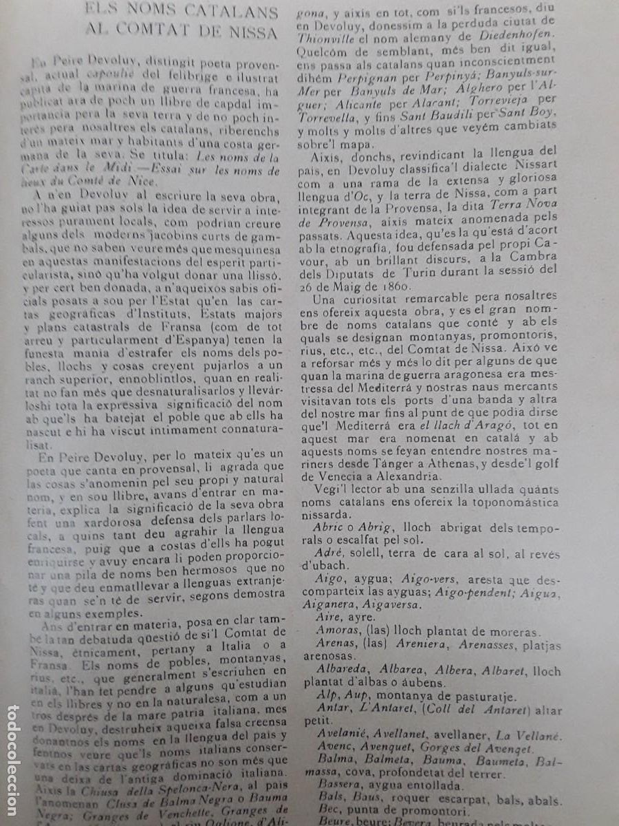 Collection Magazines and Newspapers: ELS COGNOMS CATALANS AL COMTAT DE NISSA NIZA NI&Ccedil;A REVISTA A&Ntilde;O 1903