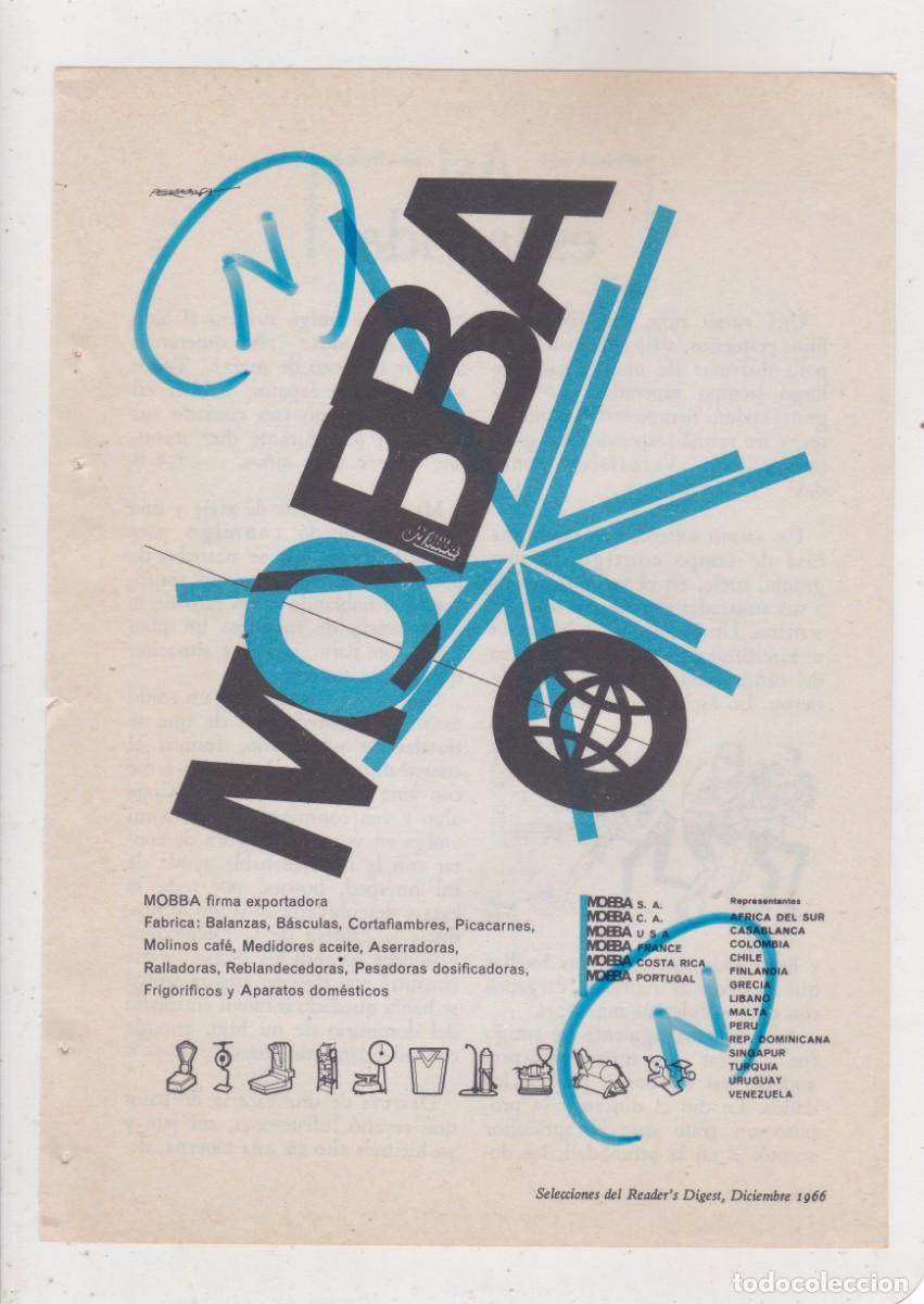 Coleccionismo de revistas y peri&oacute;dicos: PUBLICIDAD 1966. ANUNCIO MOBBA. BALANZAS, BASCULAS, CORTAFIAMBRES, PICACARNES, MOLINOS CAF&Eacute; ...