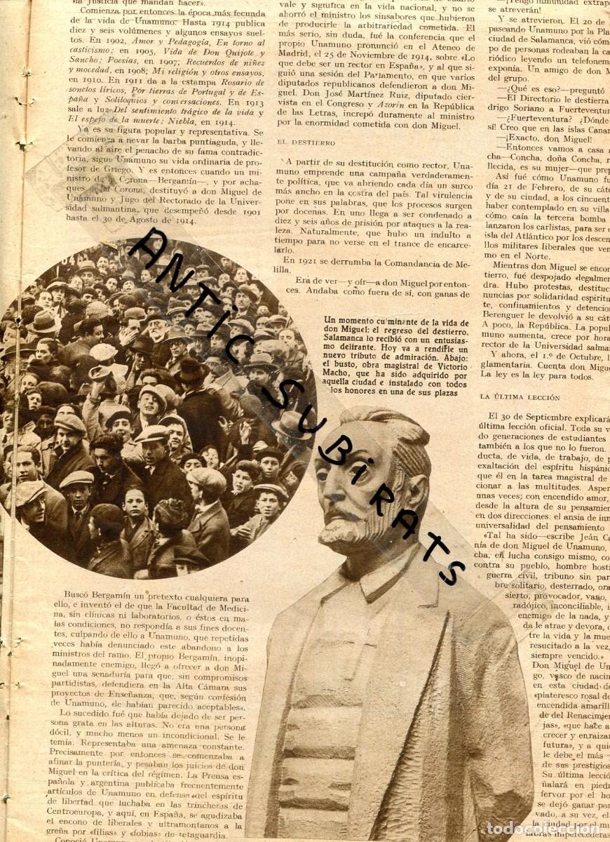 Coleccionismo de Revistas y Peri&oacute;dicos: REVISTA A&Ntilde;O 1934 UNAMUNO EN SALAMANCA FRAY JUNIPER SERRA PALMA CASTELLERS VILARANCA LAS HURDES