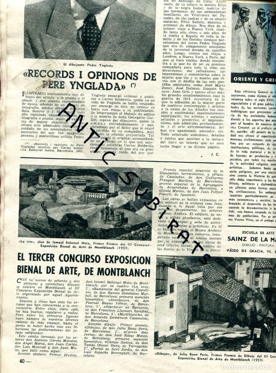 Coleccionismo de Revistas y Peri&oacute;dicos: REVISTA A&Ntilde;O 1959 BIENAL DE MONTBLANC PERE YNGLADA BALENYA MOIX BONO PERIS CARULLA RIBERA
