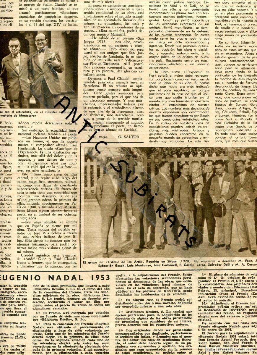 Sammeln von Zeitschriften und Zeitungen: REVISTA A&Ntilde;O 1953 LOS AMIGOS DE SALVADOR DALI SITGES 1927 GARCIA LORCA FONT FOIX GASCH MONTANYA