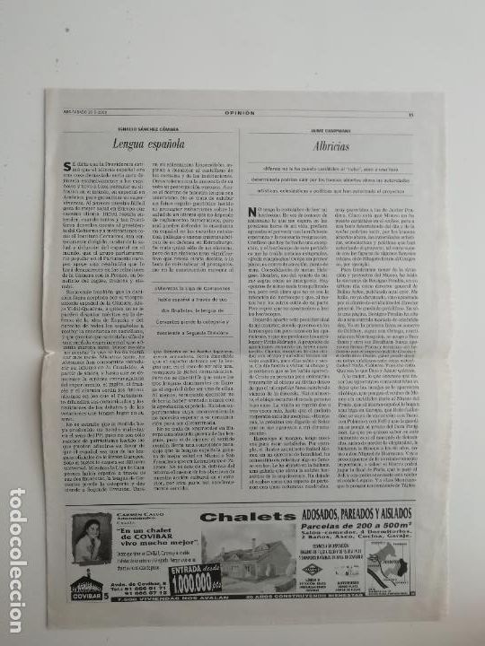 Coleccionismo de Revistas y Peri&oacute;dicos: Recorte ABC Albricias Campmany Lengua espa&ntilde;ola S. C&aacute;mara Los otros M&uacute;gica Intermezzo Murciano 2000