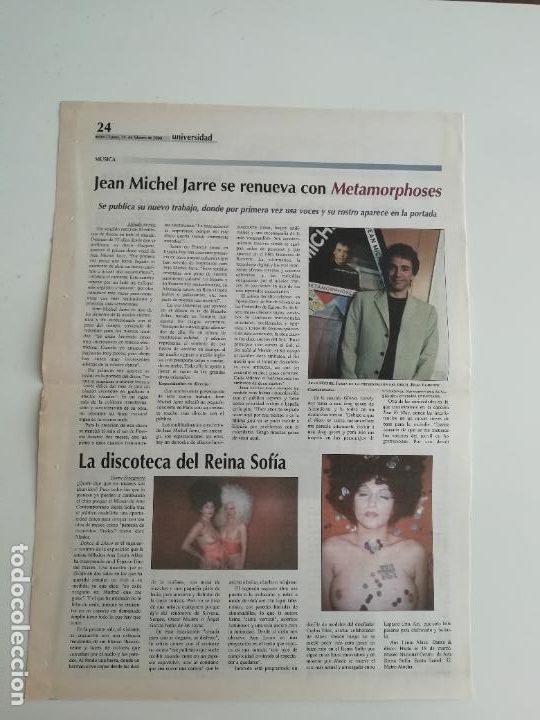 Coleccionismo de Revistas y Peri&oacute;dicos: Recorte Eccus Jean Michel Jarre Discoteca Reina Sof&iacute;a M&uacute;sica Lobo Antunes Javier Cervera Letras 2000