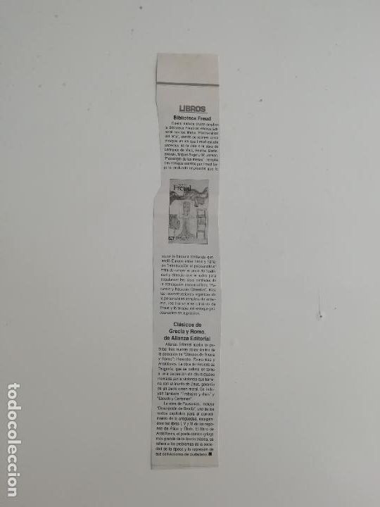Coleccionismo de Revistas y Peri&oacute;dicos: Recorte Libros Biblioteca Freud Alianza Editorial Cl&aacute;sicos de Grecia y Roma