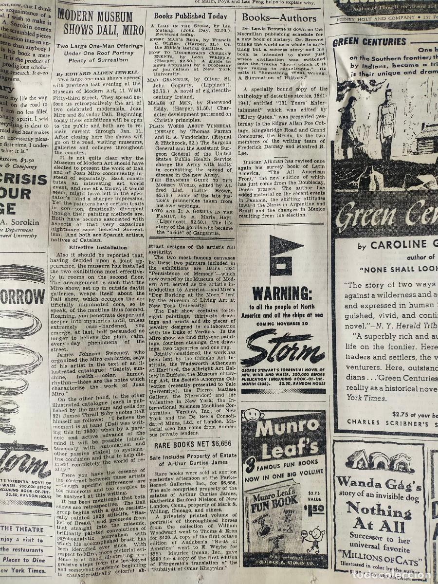 Coleccionismo de Revistas y Peri&oacute;dicos: PERIODICO THE NEW YORK TIMES A&Ntilde;O 1941 EXPOSICION DE OBRAS DE JOAN MIRO Y SALVADOR DALI FACSIMIL