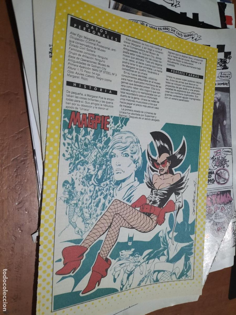 Collection Magazines and Newspapers: MAGPIE. DC. FICHA PERSONAJE. 1 P&Aacute;GINAS. ART&Iacute;CULO EXTRAIDO DE REVISTA. BUEN ESTADO