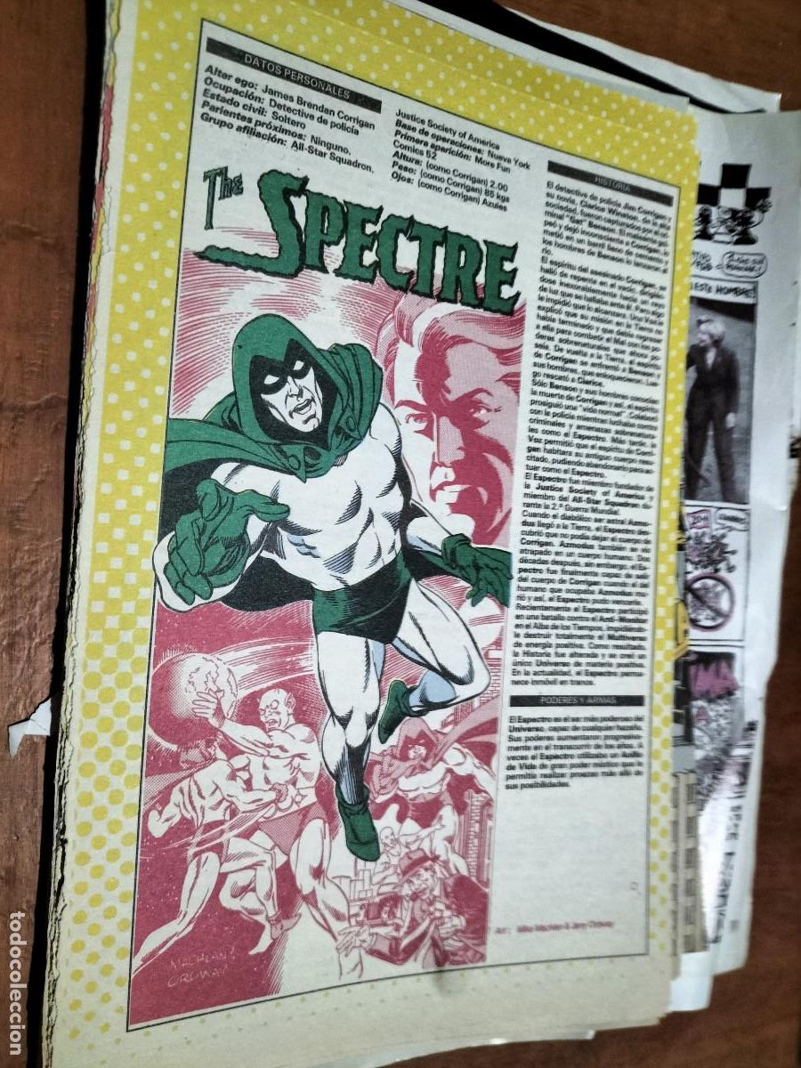 Collection Magazines and Newspapers: THE SPECTRE. DC. FICHA PERSONAJE. 1 P&Aacute;GINAS. ART&Iacute;CULO EXTRAIDO DE REVISTA. BUEN ESTADO