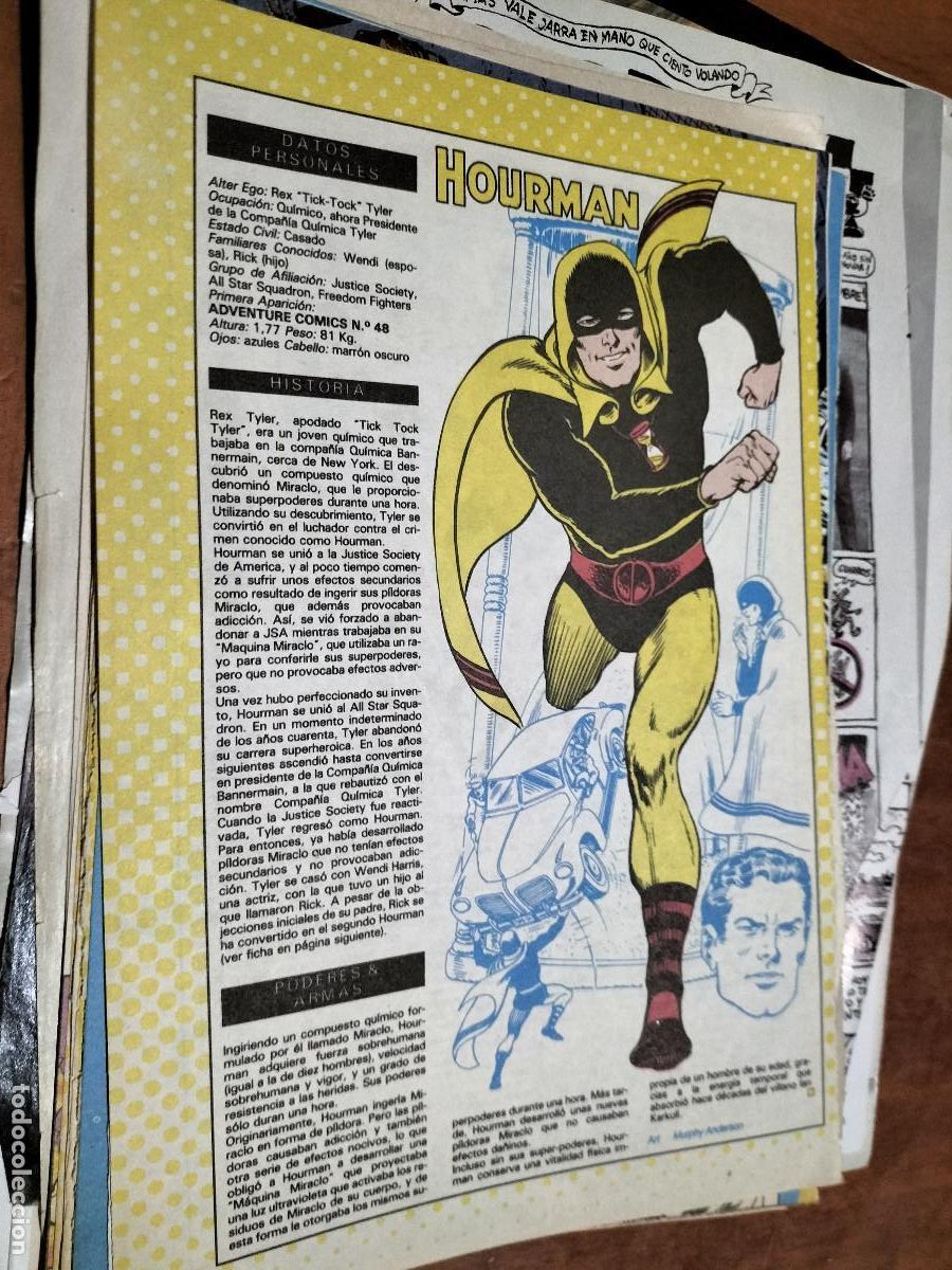Collezionismo di Riviste e Giornali: HOURMAN DC. FICHA PERSONAJE. 1 P&Aacute;GINAS. ART&Iacute;CULO EXTRAIDO DE REVISTA. BUEN ESTADO