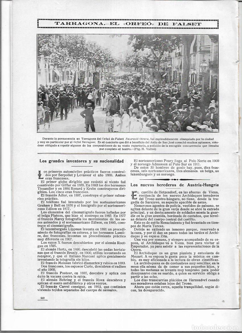 Sammeln von Zeitschriften und Zeitungen: 1914 ORFEO FALSET TARRAGONI LLORET TORTOSA FARO BUDA VALENCIA CERTAMEN MUSICA NOVELDA TUDELA AVILA