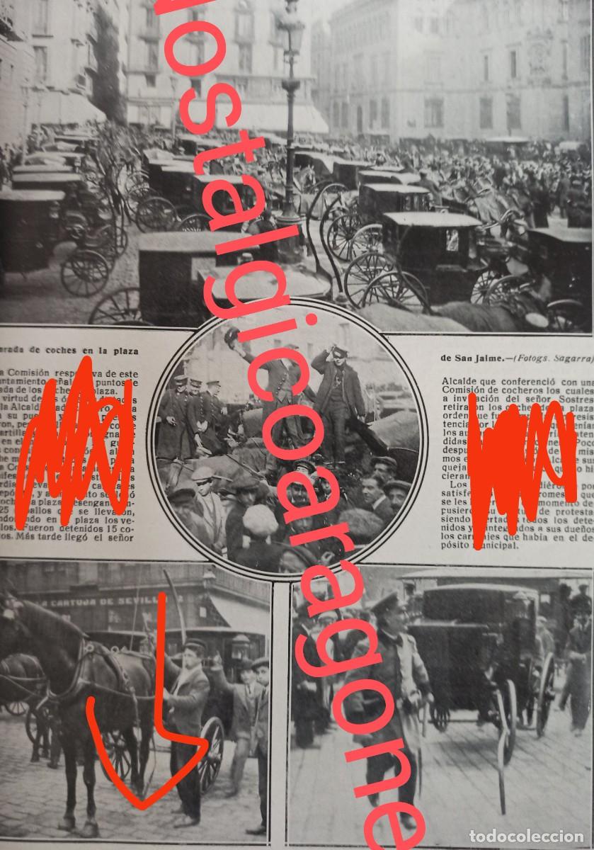 Coleccionismo de revistas y peri&oacute;dicos: Barcelona huelga Taxi cocheros Foto revista princ siglo XX 19MM