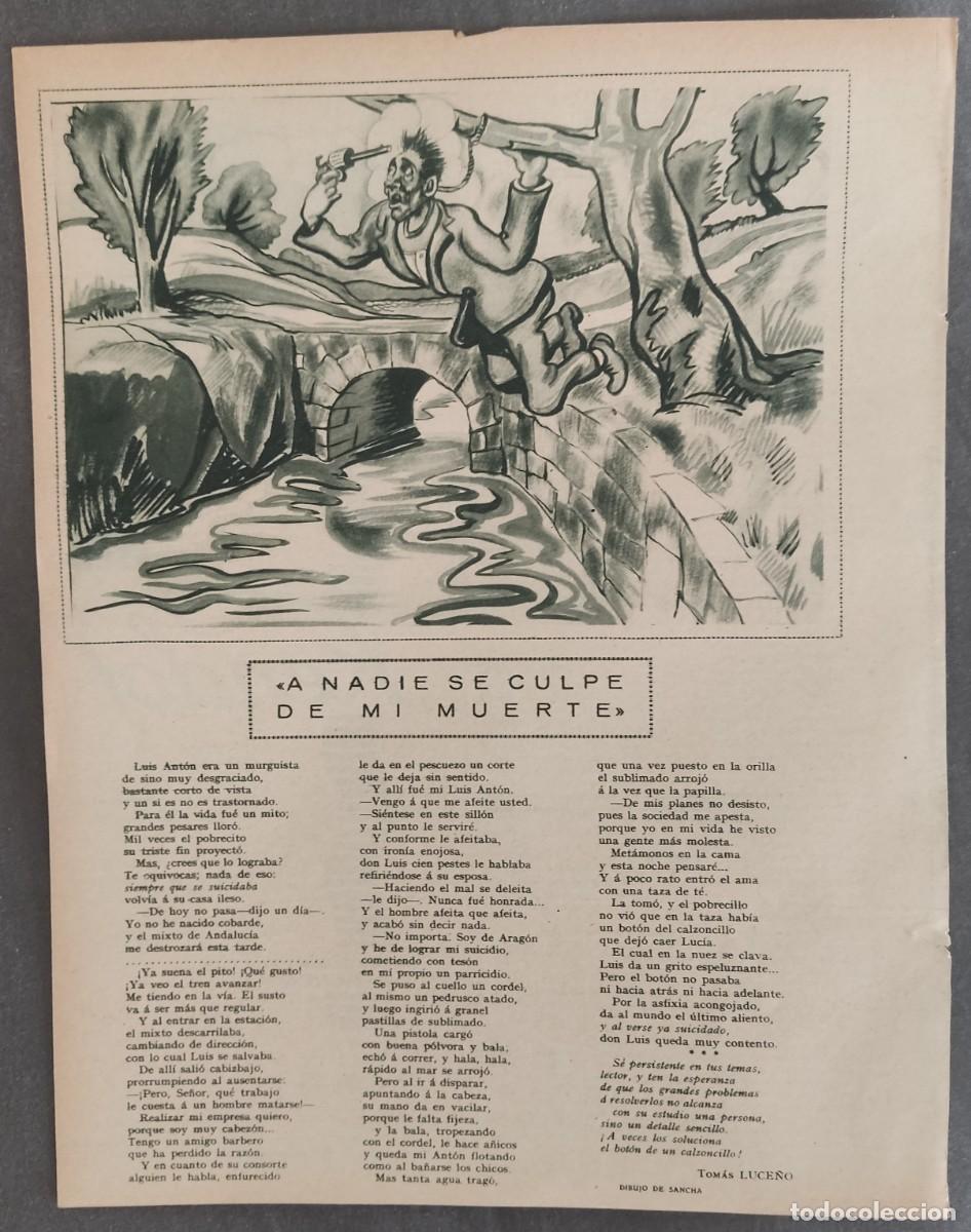 Coleccionismo de Revistas y Peri&oacute;dicos: Hoja revista nuevo mundo,1927, H. de la Pe&ntilde;a, Tomas Luce&ntilde;o, nadie se culpe de mi muerte, el padrino